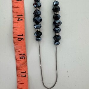 18” Navy Blue Beaded Necklace on silver chain